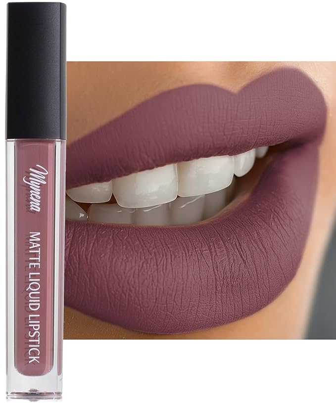 Mynena Mauve Long Lasting Lipstick for Women Waterproof & Transfer-Proof | Hydrating with Shea Butter | Bold Pigment Intense Matte Color Lip Stain | Talc-Free & Vegan Product that Performs | Eve