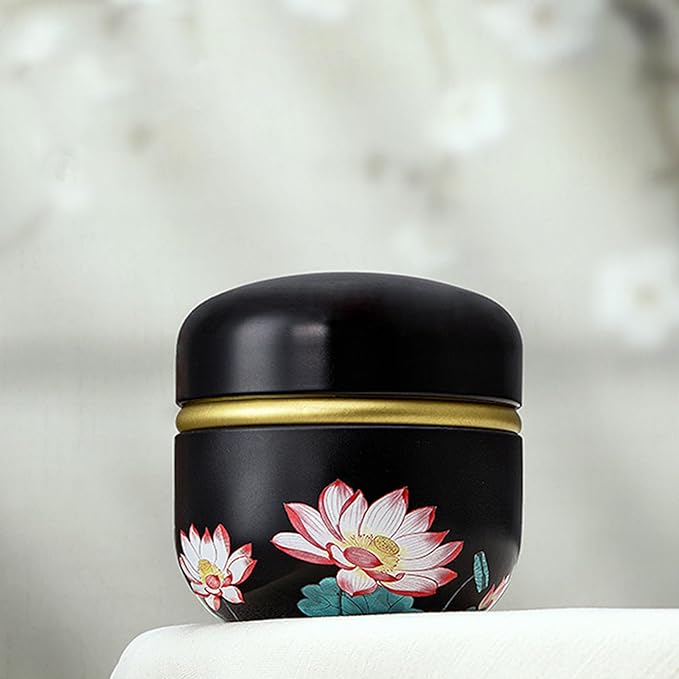 Body Powder Puff and Container for Dusting Powder, Women Powder Puff and Powder Case for Bath and Travel (Lotus)