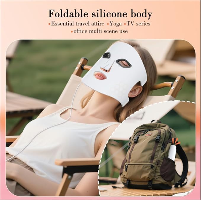 Professional Red Light Therapy Mask for Face - 4-in-1 LED Facial Rejuvenation Device with 660nm Red Light & 850nm Near Infrared, Portable Anti-Aging Skincare for Wrinkles, Acne & Collagen Boost