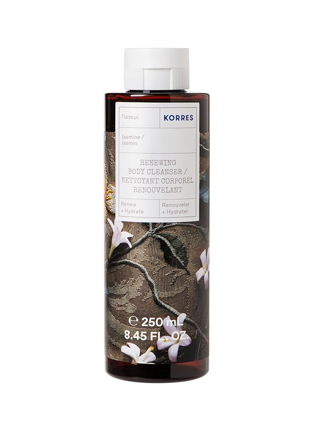 KORRES Renewing Body Cleanser, Jasmine, Foaming Shower Gel for Women & Men with Botanicals & Marshmallow Root Extract, Body Wash for Soft Skin, Vegetarian & Cruelty Free, Made in Greece, 8.45 Fl Oz