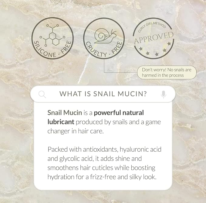 Kerotin Snail Mucin Hair Serum - Silky Finish & Frizz Control. Natural Ingredients. Silicone free heat protection, CGM approved, plant based color protection Ideal for lackluster hair.