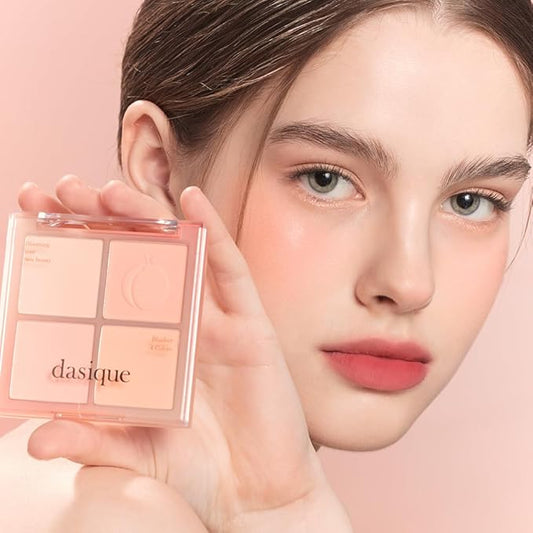 Dasique Blending Mood Cheek #03 Peach Blending l Vegan, Cruelty-Free l 4 Blendable Shades in Lightweight, Long-lasting, Smooth Powder