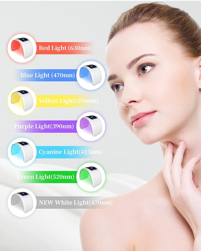Red-Light-Therapy-Mask, Led Light Therapy for Face, 7 Colors Led Face Mask Facial Led Light Therapy Tool Skin Care Equipment at Home, Facial Neck Body Hand Beauty Mask