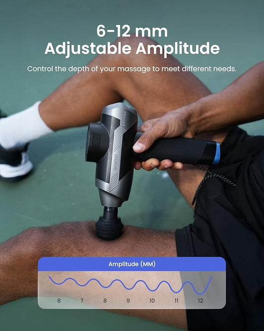 RENPHO Ascend Massage Gun Deep Tissue with 6-12mm Adjustable Amplitude, Percussion Professional Muscle Massage, Handheld Massager with Portable Carry Case for Athletes & Home Use, Color Display