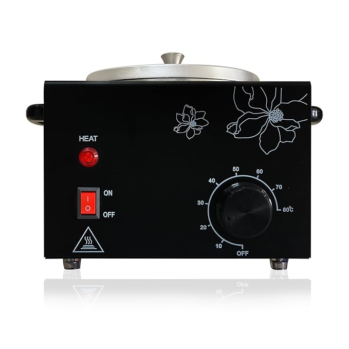 Professional Wax Warmer with Adjustable Temperature for Hair Removal - Electric Melted Wax Beads Heater for Women (Black Single Pot)