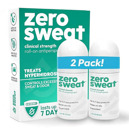 ZeroSweat Antiperspirant Deodorant | Clinical Strength Hyperhidrosis Treatment - Reduces Armpit Sweat (2 Pack)