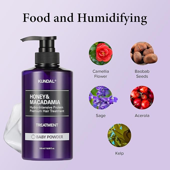 KUNDAL Honey & Macadamia Natural Conditioner, Korean Hair Care Damage Repair, Deep Hydration, Long Lasting Fragrance, with Honey, Argan Oil, Macadamia Oil 16.9fl oz (Ylang Ylang)