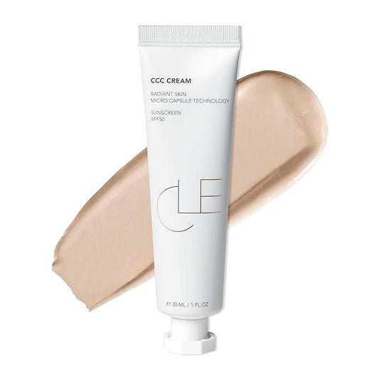 CLE Cosmetics CCC Cream (Warm Light 103 / SPF 50) - Color Correcting With Sunscreen - Lightweight, Hydrating Foundation - BB & CC Hybrid - Light to Medium Coverage - 1 fl oz