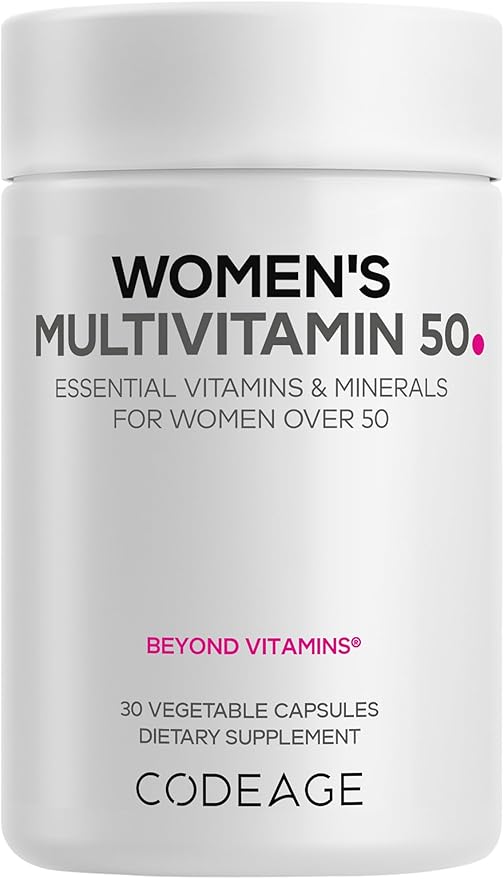 Codeage Women’s Multivitamin 50 - Essential Vitamins for Women Over 50, Methylated Folate, Magnesium, Selenium, Vitamin B6, B12, D3 Antioxidants - 1 Pill Per Serving - Gluten-Free - 30 Capsules