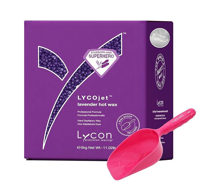 Lycon LycoJet Lavender Hard Wax Beads for Hair Removal, Effortlessly Removes Stubborn Hair with Professional-Grade Soothing Formula, Suitable for Sensitive Skin, 5kg