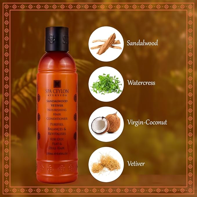 SPA CEYLON Sandalwood Vetiver Nourishing Hair Conditioner | Revitalize Oily Flat & Dull Hair | Hair and Scalp Conditioner | Hair Products for Unisex