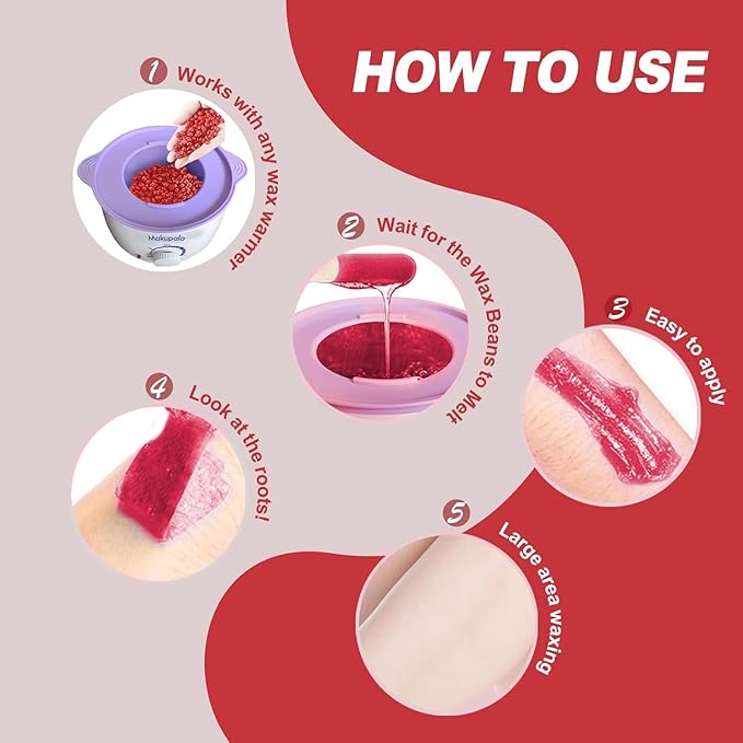 5 lb Wax Beads for Hair Removal, Salon-Quality Refill Bulk Waxing Bead for Bikini, Legs, Armpits, Body, Face, Sensitive Skin Coarse and Fine Hair, At-Home or Professional Use, Christmas Red