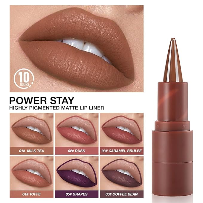 AMY'S DIARY Matte Crayon Lip Liner Lipstick Makeup, Precision Tip Matte Lip Crayon, Longwear Up To 24Hrs,Matt Lip Liner Make Up Smudge-Proof Lip Contour Waterproof for Women (Milk Tea, Regular)