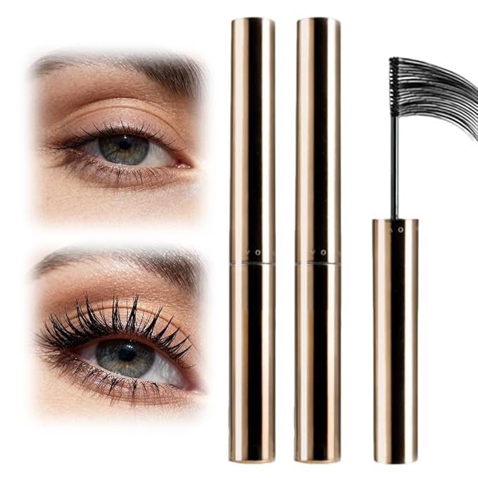 2 Pcs Iron Wand Mascara, 2026 Upgraded Waterproof Metal Wand Mascara Volume and Length, Long-Lasting Fine Tip 3D Curling Eyelash Lash Extensions (Black-B)