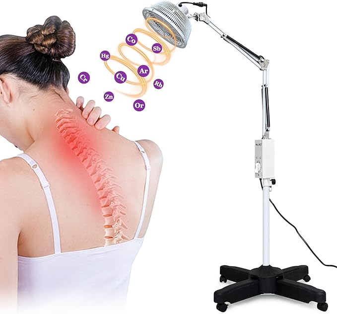 Infrared Lamp-Tdp Far Infrared Mineral Heat Lamp Light Therapy for Body and Facial Pain Back Muscle Aches Arthritis Joint Relief Adjustable Standing Heat Lamp Device(110v 250w)