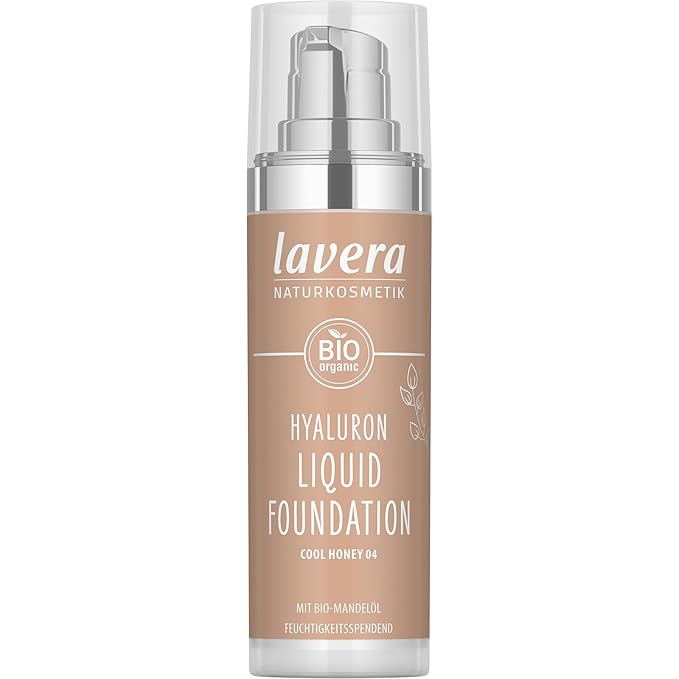 lavera Hyaluron Liquid Foundation - Cool Honey 04 - Foundation Make Up with Hyaluron & Almond Oil for a Flawless Complexion - Face Make Up - PETA Certified - Vegan - Made in Germany - 1 Fl Oz