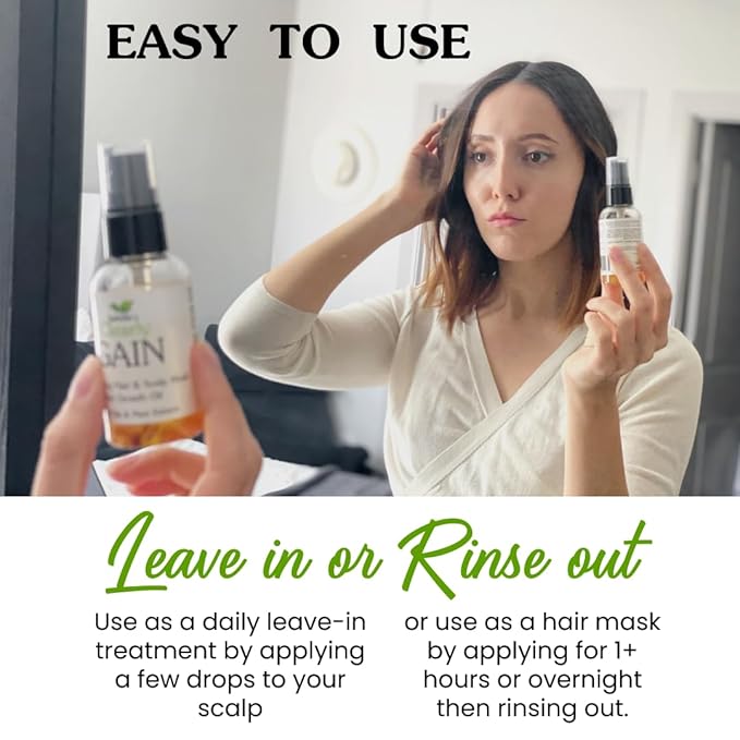 Clearly GAIN, Hair Growth Oil and Thickening Scalp Treatment for Men and Women | Natural Herbal Serum with Castor, Jojoba, Clary Sage, Rosemary, Nettle for Hair Loss, Alopecia, Thinning Hair