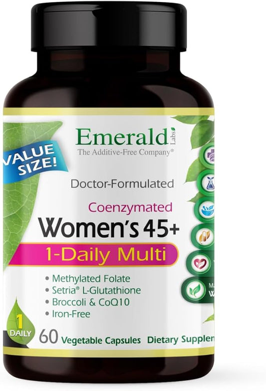 EMERALD LABS Women's 45+ 1-Daily Multi - Complete Multivitamin for Comprehensive Support, Bone & Heart Health* - Designed for Women 45+ - Gluten-Free & Vegetarian- 60 Vegetable Capsules