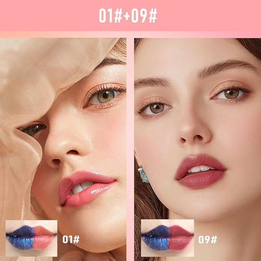 Lip Stain - Wipe-Off &Peel Off Lip Color | Waterproof, Long Lasting, Transfer-Resistant, Smudge-Proof Lip Tint | Easy Wipe Finish, High Pigment | All-Day Vibrant Kiss-Proof Lip Stain, 01#+09#
