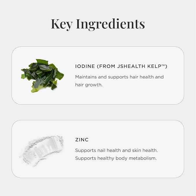 JSHealth Vitamins Hair + Energy Formula | Hair Vitamins for Women and Men with Iodine and Zinc | Supports Hair Strength, Energy Levels, and Healthy Hair Maintenance (60 Capsules Pack of 2)