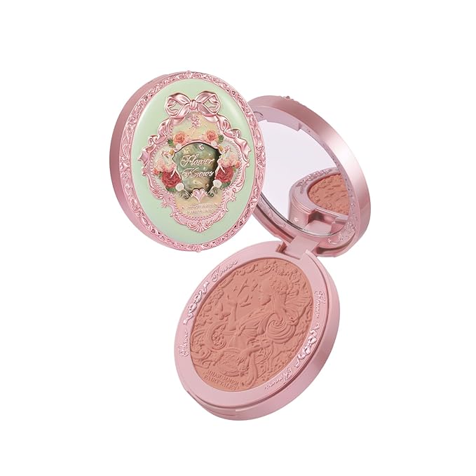 Flower Knows Midsummer Fairytales Velvet Embossed Blush,Taupe Matte Finish,Buildable & Blendable Powder Blush for cheeks,Natural Flush for All Skin Tones(05 Valley Lily,5g)