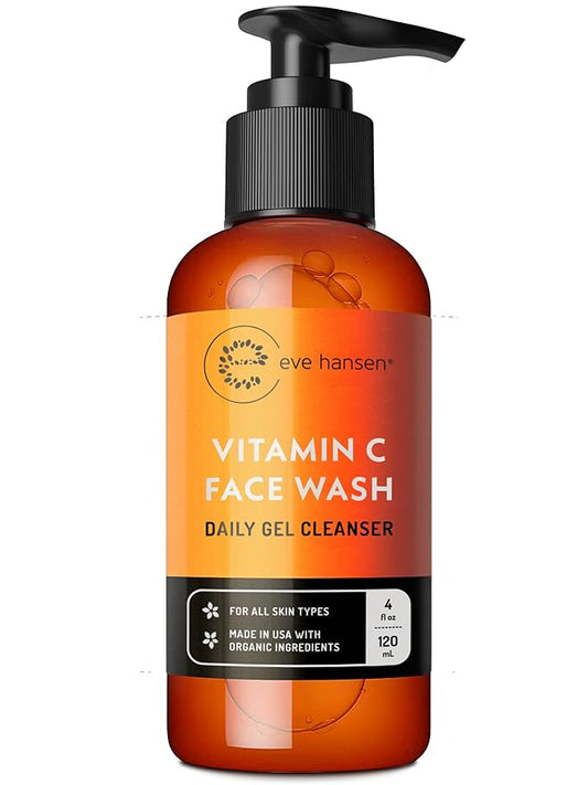Vitamin C Cleanser Face Wash | Anti Aging Facial Cleanser for Fine Lines, Age Spots, Dark Circles | Cruelty Free Skin Care Cleansing Gel with Aloe Vera, Vitamin E (4 oz)