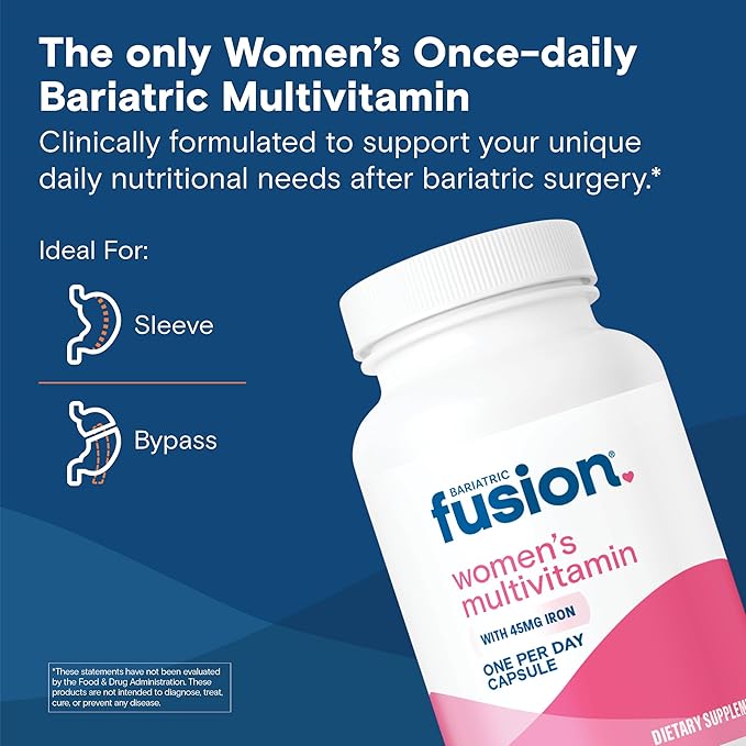 Bariatric Fusion One Per Day Bariatric Multivitamin with Iron for Women | with Hair and Nails Vitamin Blend | Gastric Bypass and Sleeve Gastrectomy | 90 Count | 3 Month Supply