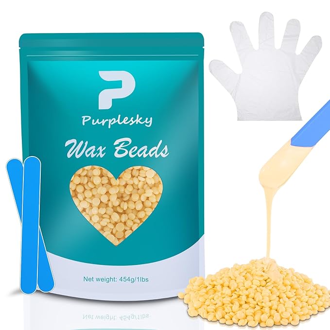 Hard Wax Beads, 1 Lbs Coarse Wax Beads for Hair Removal, Face Waxing Beads for Brazilian, Bikini, Leg, Armpit, Home Waxing Facial Beans, Hard Wax Beads Bulk Kit with Silicone Waxing Stick (Cream)