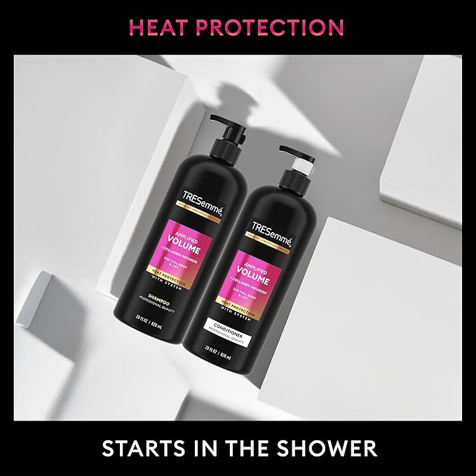TRESemmé Shampoo and Conditioner Set, Amplified Volume + Collagen Infusion, 24H Full Body & Lift with Heat Protection + Keratin Repair Mask (3 Piece Set)