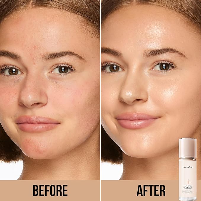 Lasting Moisture Foundation, 24H Longlasting Medium Coverage Dewy Finish Face Makeup, Poreless, Lightweight, Hydrating Liquid Foundation For Dry Skin, M01