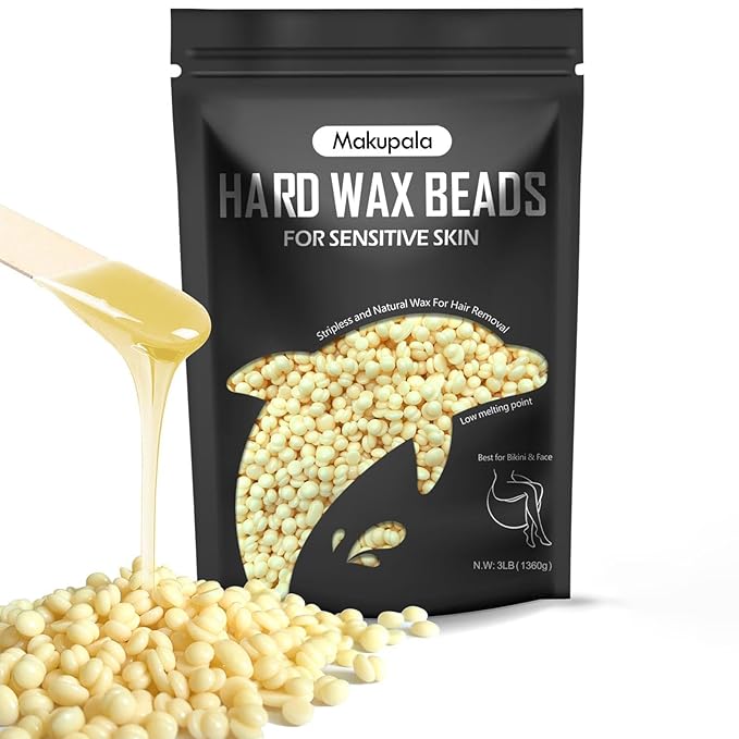 3lb Hard Wax Beads Bulk, Hypoallergenic Brazilian Waxing Bead, Unscented Sensitive Skin Stripless Wax Pellets, Coarse & Fine Hair Removal Wax Refill for Body, Face, Bikini Line, Underarm, Chest, Legs