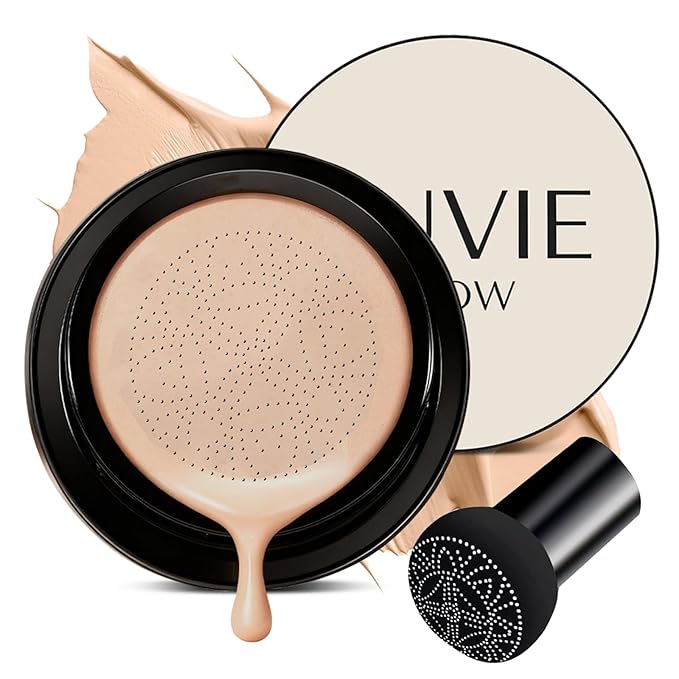 Mushroom Head Air Cushion CC Cream - BB Cream Face Makeup Foundation for Mature Skin Moisturizing Concealer Brighten Long-Lasting, Even Skin Tone for All Skin Types