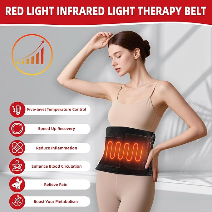 Red Light Therapy Infrared Light Therapy Wrap Belt, 660nm 850nm Home Heating Light Therapy Wrap Belt, Infrared Red Light Therapy with Controller for Back, Waist, Joint Muscle Pain Relief