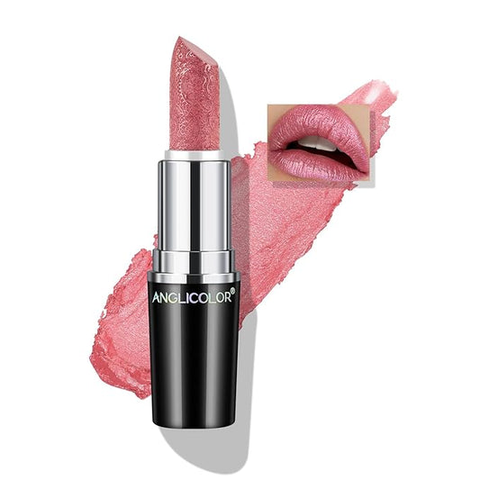 Glitter Metallic Pink Lipstick,High Impact Lipcolor,Lightweight Hydrating Formula Smooth and Non-Sticky,Peach Lipstick For Women,Full-Coverage Lip Makeup (02 PINK GEMSTONE, 4g)