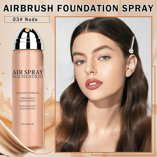 Magic Minerals Airbrush Foundation Full Coverage Foundation for Smooth Nude Finish,Moisturizing Airbrush Flawless Setting Spray,Waterproof base de maquillaje (03 Nude)
