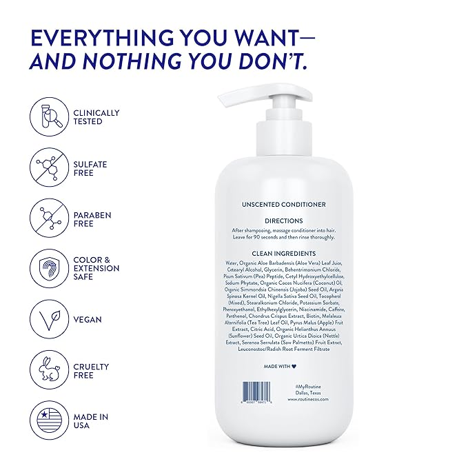 Routine Wellness Anti-Thinning Deep Conditioner for Thinning Hair - DHT Blocker for Hair Loss in Men & Women - Promotes Healthy Hair - Unscented 14oz