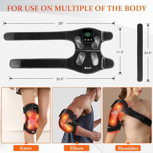 Red Light Therapy for Knee with 4 Vibration Massage Areas, 5000mah Rechargeable Knee Massager with Heat and Red Light Therapy, 660nm & 850nm Near-Infrared Knee Massager for Elbows & Shoulders