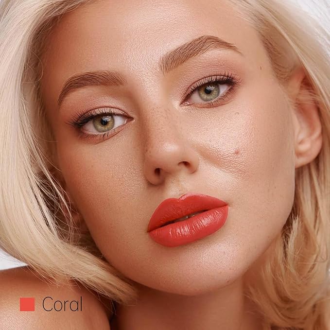 Coral Red Moisture Lipstick – Hydrating Lip Balm for Dry, Cracked Lips, Weightless Creamy Lip Color with Vitamin E, Hydrasmooth, Glossy Juicy Finish, Long Lasting for Women (Coral)