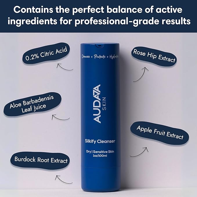 Silkify Cleanser for Dry & Sensitive Skin – Aloe Vera, Apple Stem Cell, Burdock Root & 0.2% Citric Acid – Hydrating, Soothing, Professional-Grade Face Wash – Made in USA, Cruelty-Free