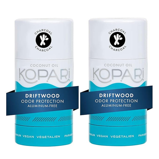 Kopari Aluminum Free Coconut Deodorant, Non Toxic & Clean Plant-Based, No Aluminum, Parabens or Baking Soda, Long Lasting Protection, Charcoal 2 Pack