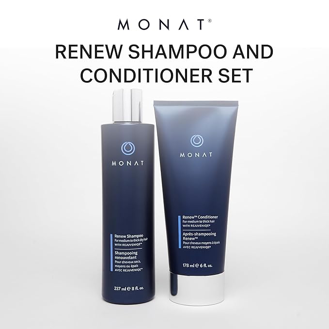 MONAT Renew Shampoo and Conditioner Set Infused with REJUVENIQE For Dry Medium to Thick Hair - Hydrating Hair Care | Sulfate-Free, Paraben-Free | Moisturizing & Nourishing for Healthy Shine