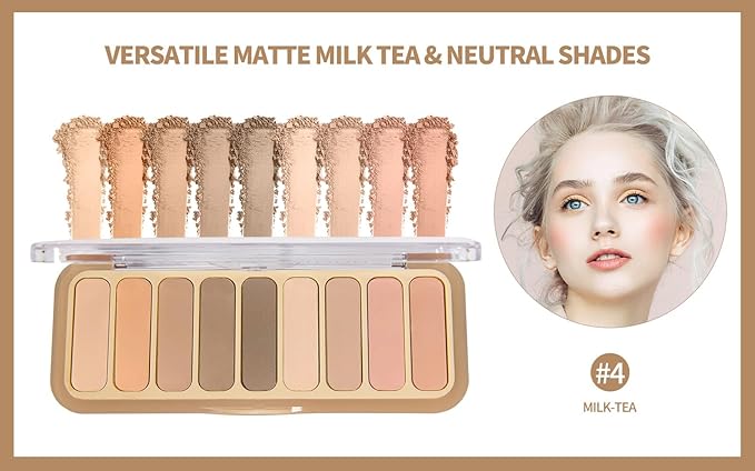 9 Colors Mini Matte Naked Eyeshadow Palette High Pigmented Peach Eye Shadow Powder Ultra-Blendable Waterproof Long Lasting Neutral Nude Makeup Pallet Suitable for Older Women