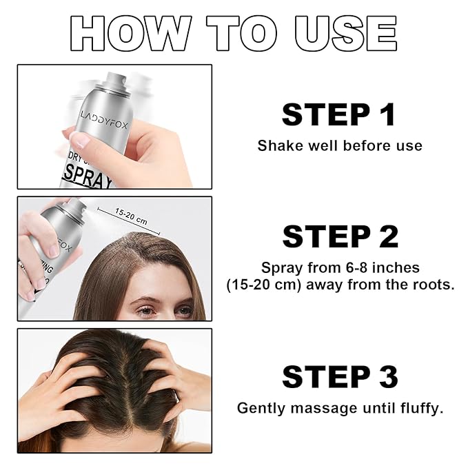 7.61Oz Hair Dry Shampoo Spray, Instantly Refreshes Hair No White Residue, Refresh Hair with Rice Starch - Absorbs Excess Oil, Oil Control and Volumizing Dry Shampoo for Women