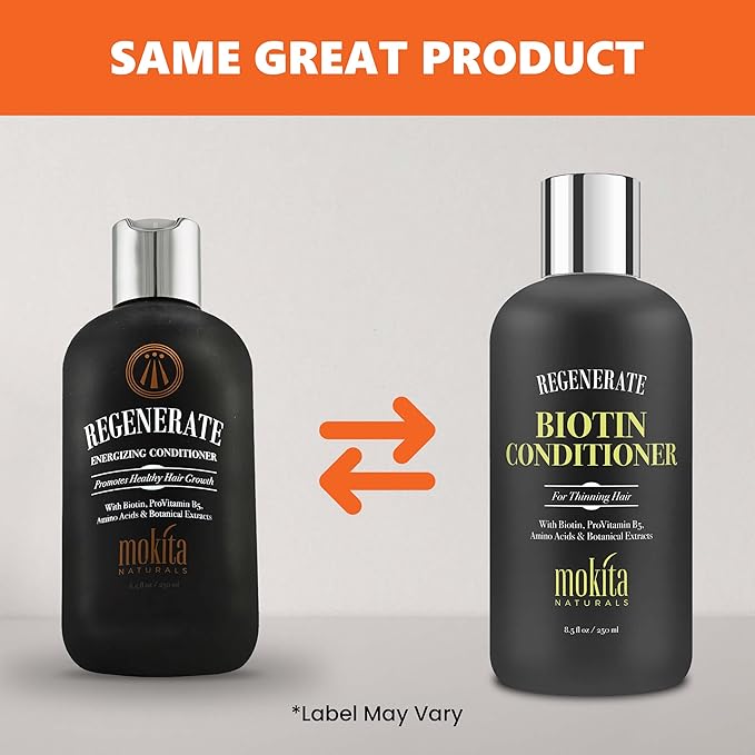 Mokita Naturals Conditioner with Biotin, ProVitamin B5 and Amino Acids for Repair Treatment and Deep Moisturizing for All Hair Types - Detangle, Protect and Support New Hair Growth - 8.5 Ounces