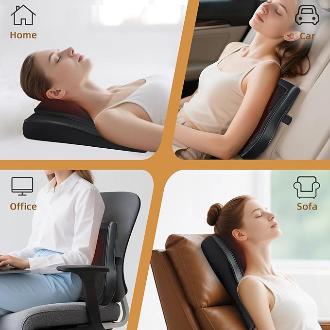 Joyset Back Massager with Heat,Neck Massager for Back Pain Deep Tissue,4D Kneading Shiatsu Lower Back Massage Pillow for Neck Shoulder Legs,Gifts for Mom,Dad,Women,Men
