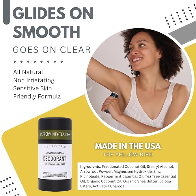 Natural Deodorant - Aluminum & Baking Soda Free, For Men & Women, Sensitive Skin Friendly Formula with Activated Charcoal | 3oz | Made in USA