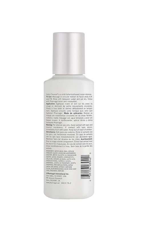 Pharmagel Hydra Cleanse Water Rinseable Facial Cleanser for All Skin Types | Natural Face Wash | Hydrating, Age Defying, and Revitalizing Face Cleanser | 3 fl. oz.