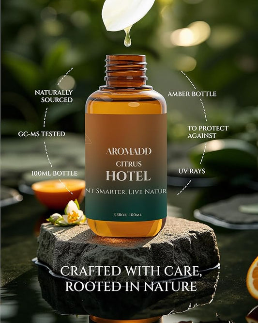 Aromadd Citrus Hotel Diffuser Oil Inspired by Luxury Hotel Scent, Essential Oils for Waterless Diffuser, Luxury Lemon & Bergamot, Long-Lasting & Natural Home Fragrance - 3.38 fl oz (100 mL)