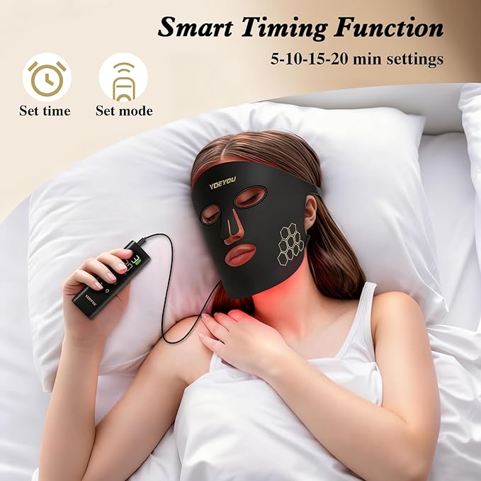 Red Light Therapy for Face, Infrared LED Face Mask Light Therapy 4 Light Waves with 850nm Near Infrared, Portable Rechargeable Red Light Therapy Mask Skincare Device for Facial Rejuvenation