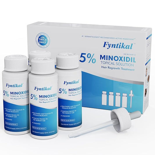 5% Minoxidil for Men Hair Regrowth Treatment, Extra Strength Topical Solution for Thinning Hair & Balding, Beard Growth Enhancer, Non-Greasy Fast-Absorbing Formula, 4-Pack (240ml) 4-Month Supply